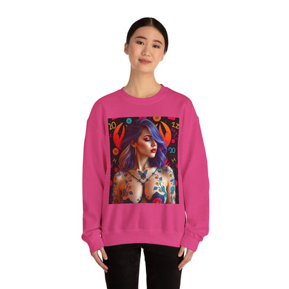 Unisex Heavy Blend™ Crewneck Sweatshirt, Cancer, Zodiac v3, Sexy Pattern