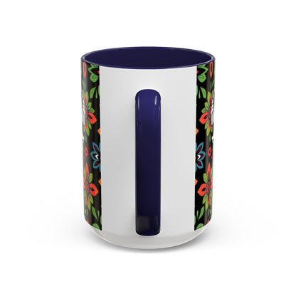 Accent Coffee Mug, Taurus, Zodiac v2. Flower Pattern, (11, 15oz)