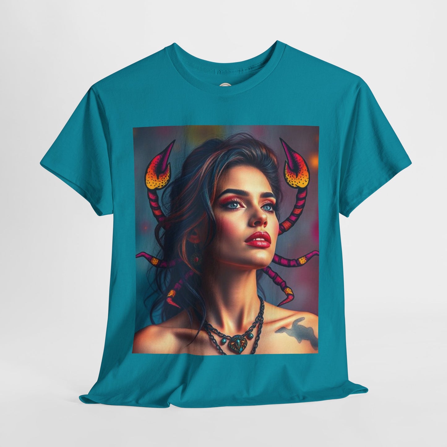 Unisex Heavy Cotton T-Shirt, Scorpio, Zodiac v2, Sexy Art