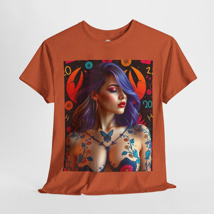 Unisex Heavy Cotton T-Shirt, Cancer, Zodiac, Sexy Art