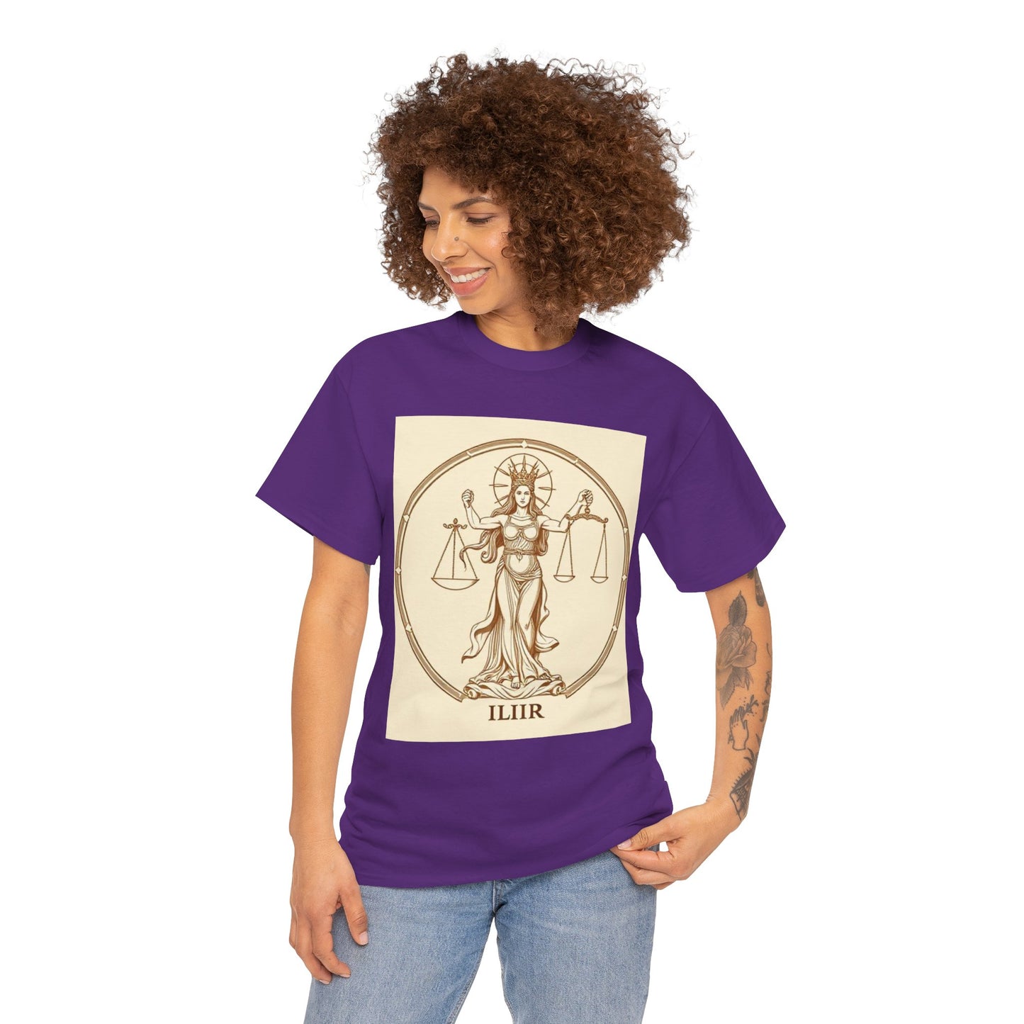Unisex Heavy Cotton T-Shirt, Libra Goddess v1, Zodiac Design