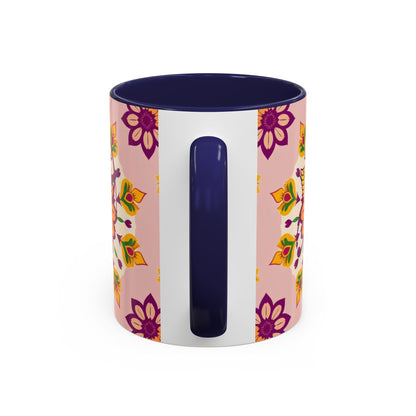 Accent Coffee Mug, Sagittarius, Zodiac v4. Flower Pattern, (11, 15oz)