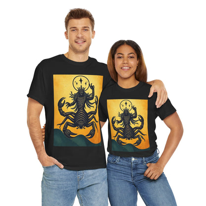 Unisex Heavy Cotton T-Shirt, Scorpion King, Print Art, Scorpio Zodiac Design
