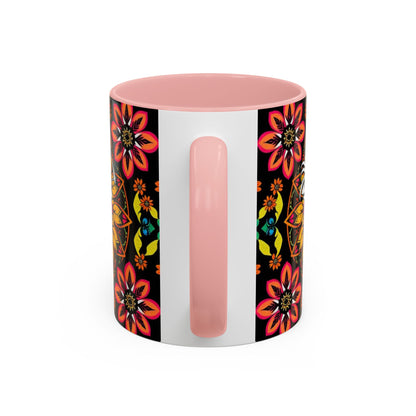 Accent Coffee Mug, Sagittarius, Zodiac v2. Flower Pattern, (11, 15oz)