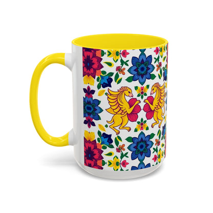 Accent Coffee Mug, Gemini, Zodiac, Flower Pattern, (11, 15oz)