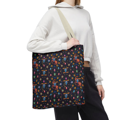 Tote Bag (AOP), Capricorn, Zodiac v1, Jewel Pattern