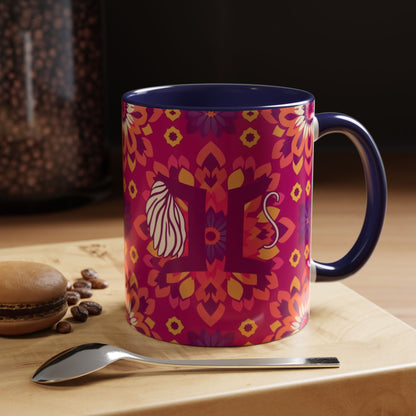 Accent Coffee Mug, Gemini, Zodiac v1, Flower Pattern, (11, 15oz)