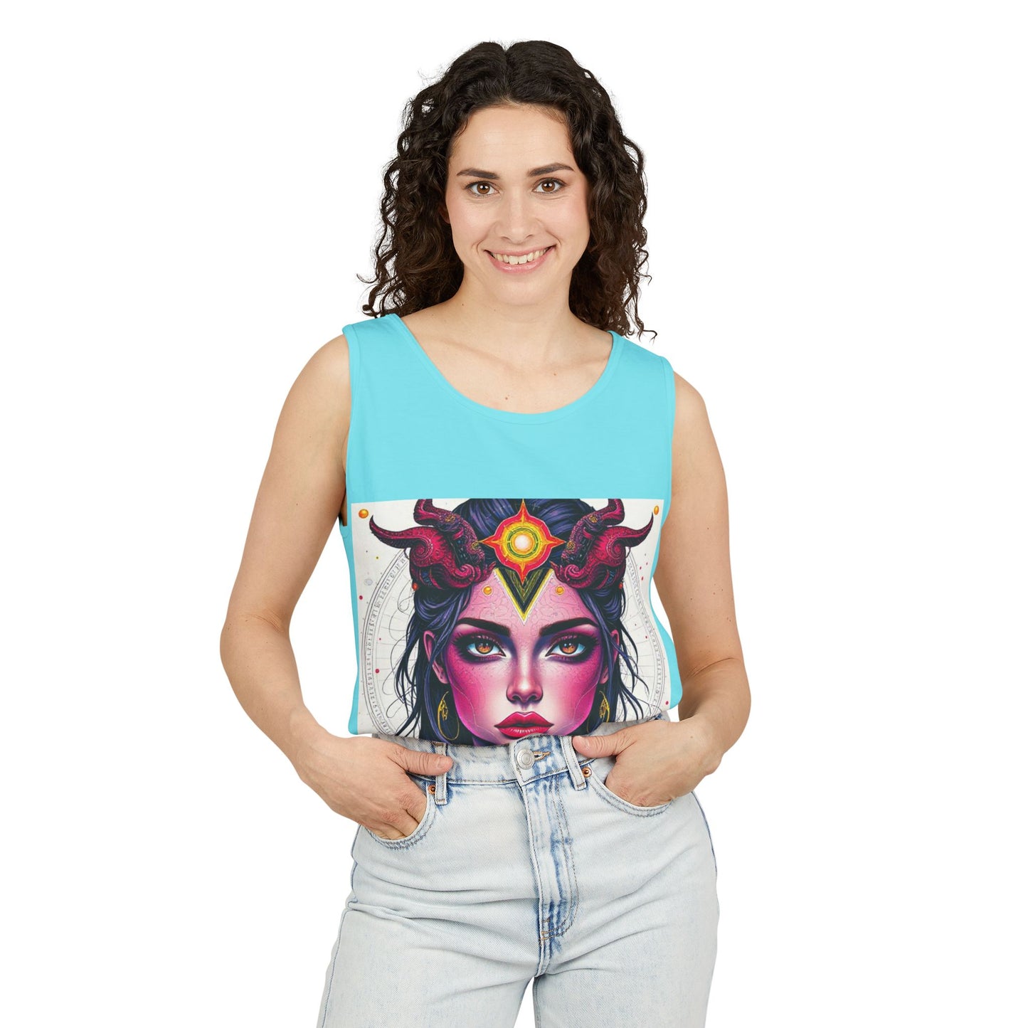 Unisex Garment-Dyed, Tank Top, Virgo Design, Pop Art, 100% US cotton