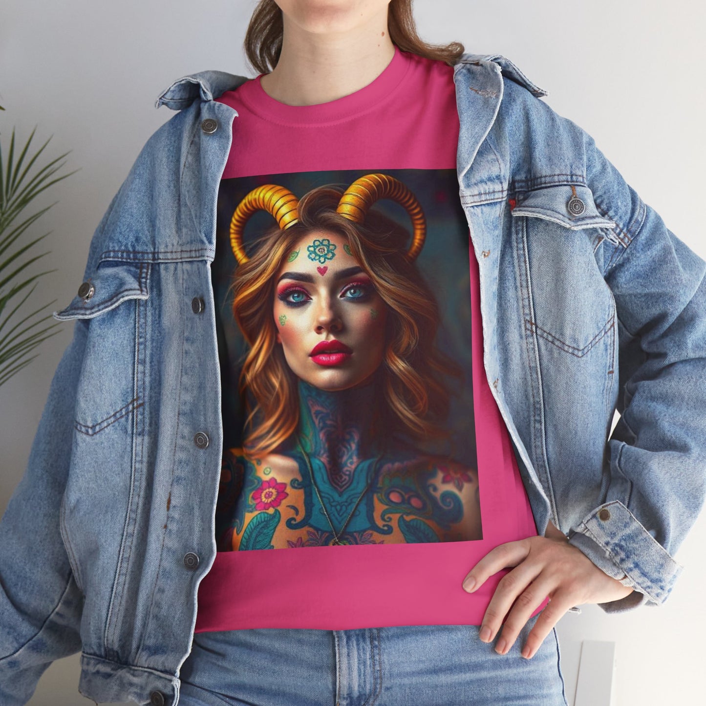 Unisex Heavy Cotton T-Shirt, Capricorn, Zodiac v1, Sexy Art