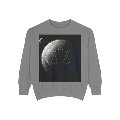 Garment-Dyed Sweatshirt, Unisex, Space Animal Design, Libra