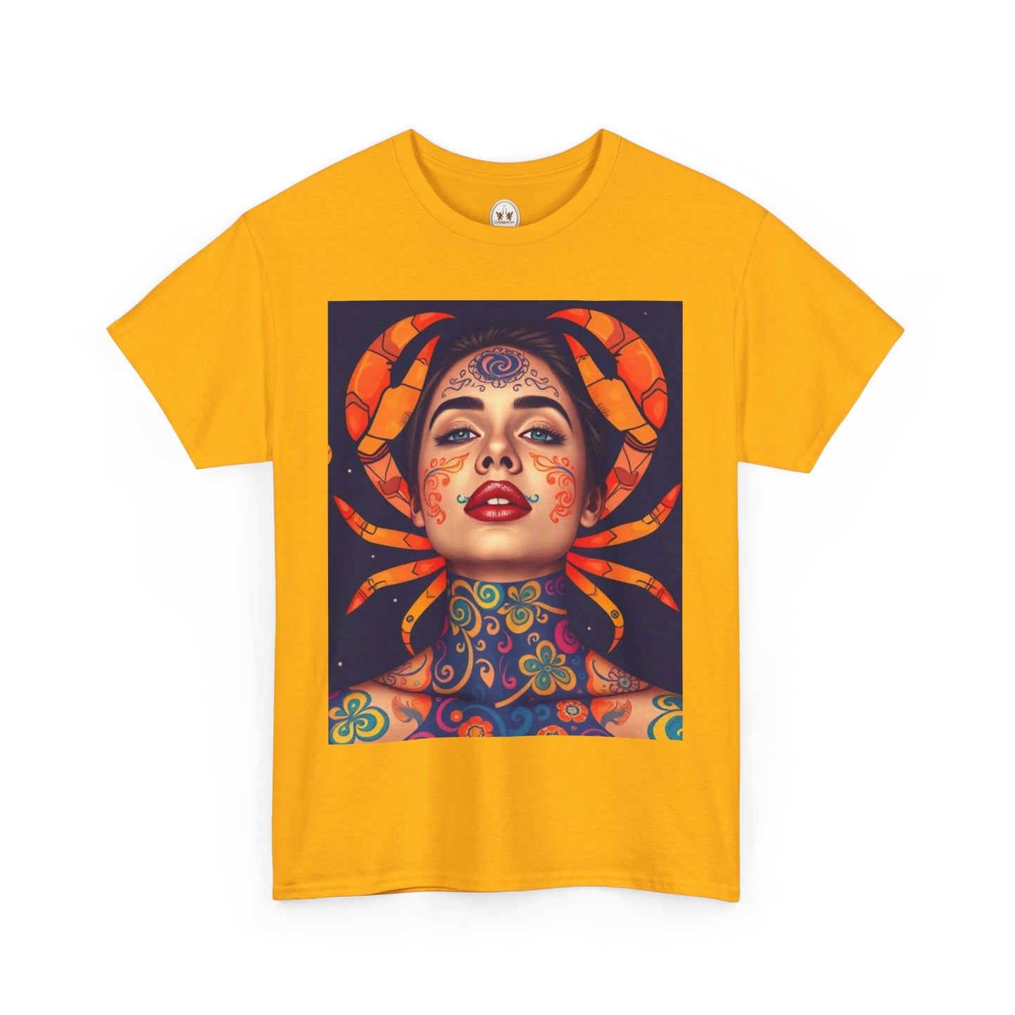 Unisex Heavy Cotton T-Shirt, Cancer, Zodiac v2, Sexy Art