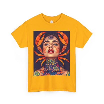 Unisex Heavy Cotton T-Shirt, Cancer, Zodiac v2, Sexy Art
