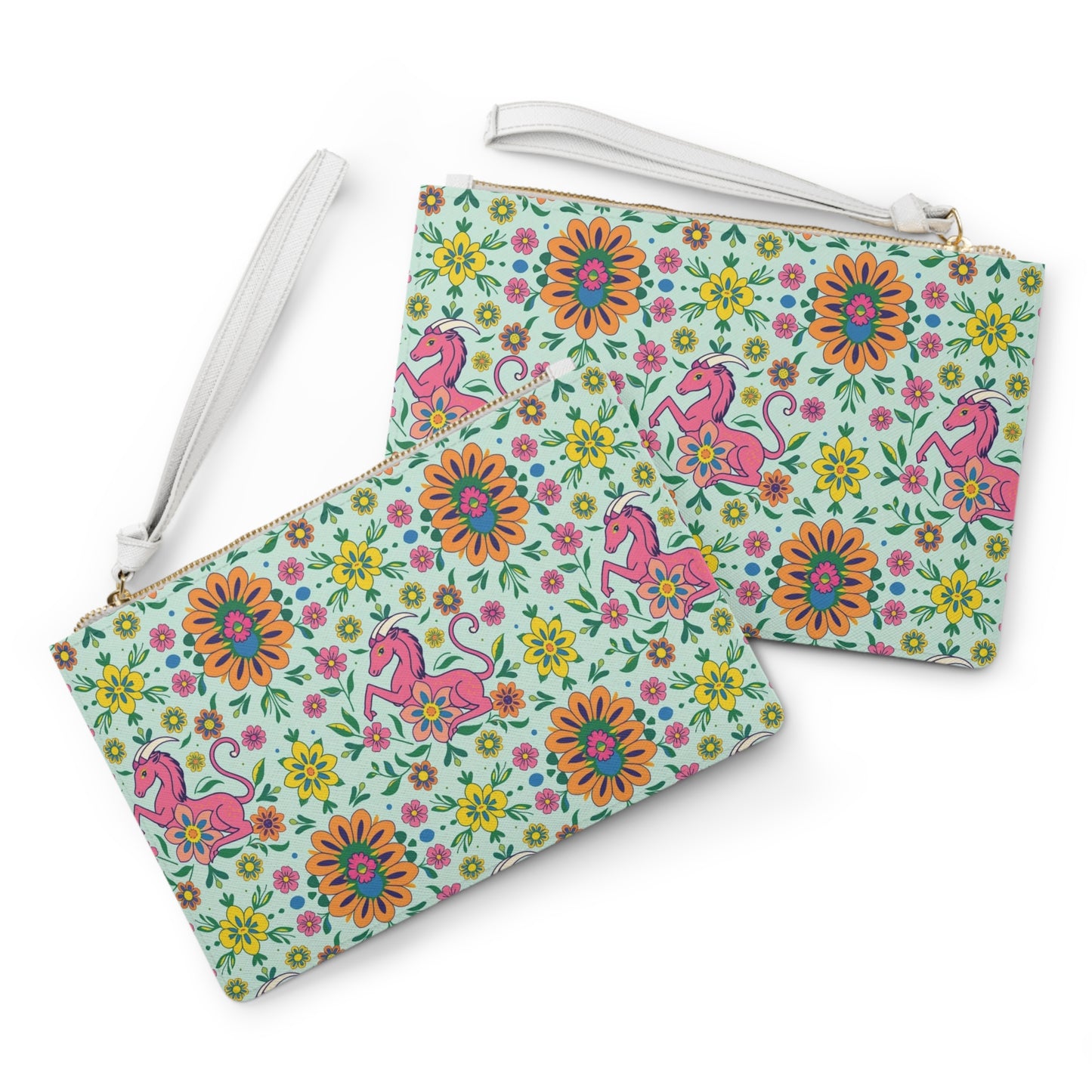 Clutch Bag, Aquarius, Zodiac v4, Flower Pattern