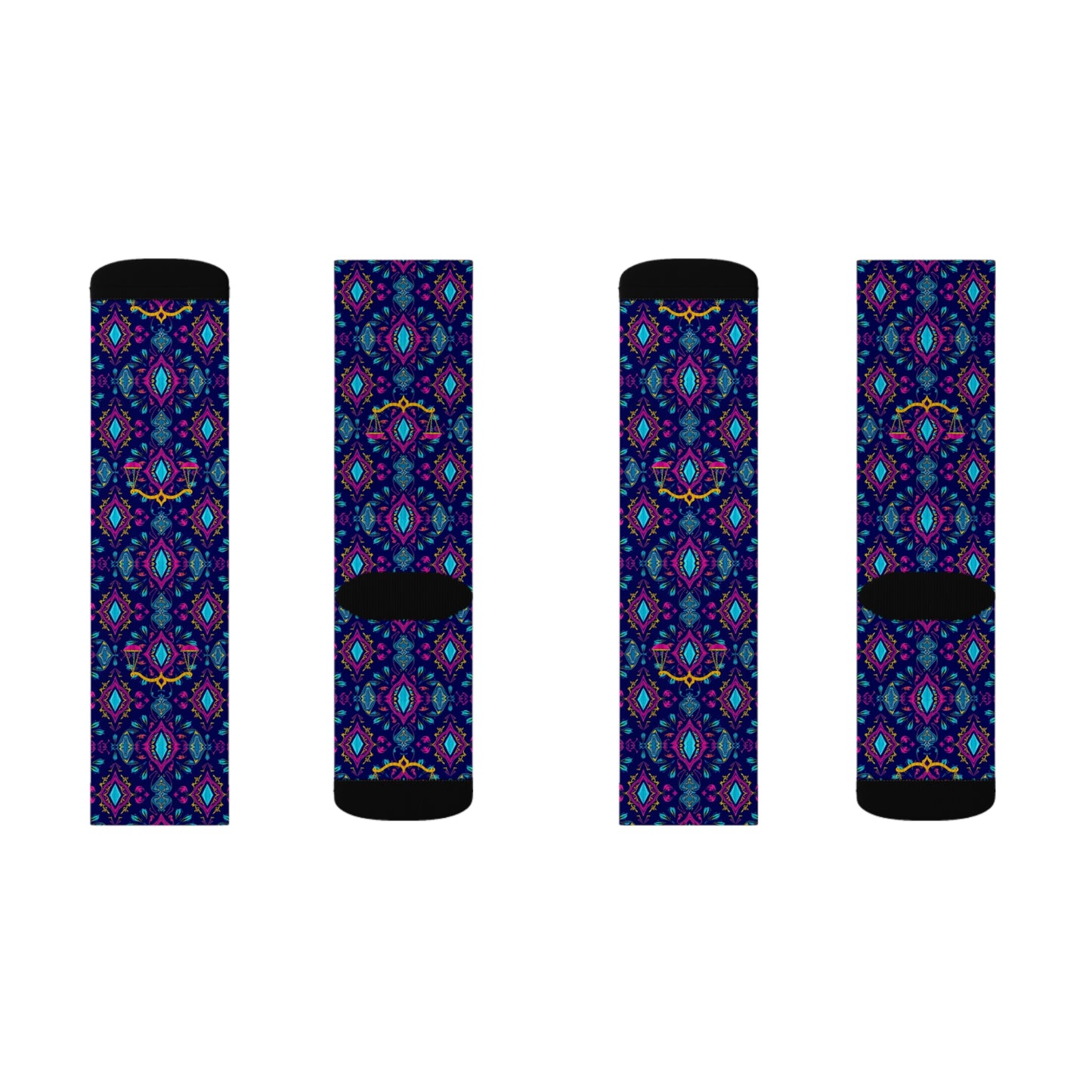 Sublimation Socks, Libra, Zodiac v2, Jewel Pattern