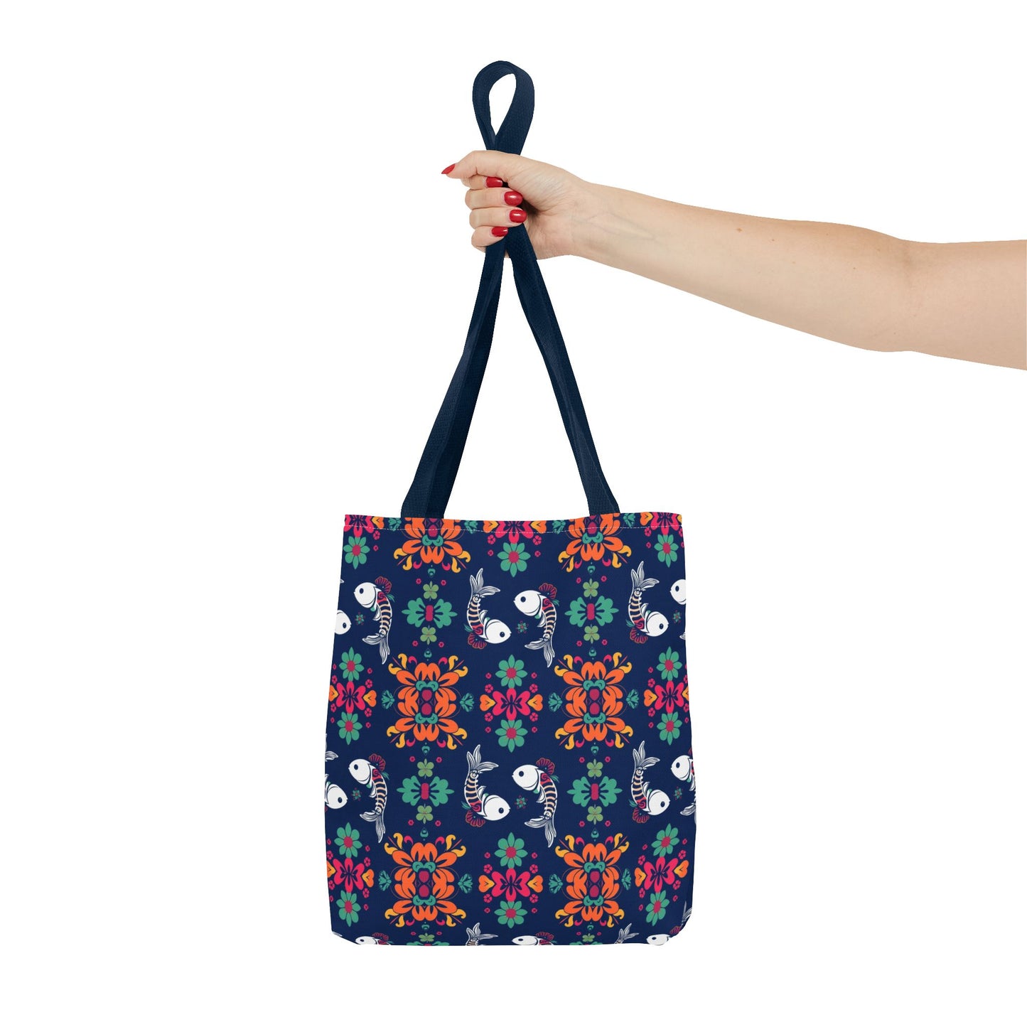 Tote Bag (AOP), Pisces, Zodiac, Flower Pattern