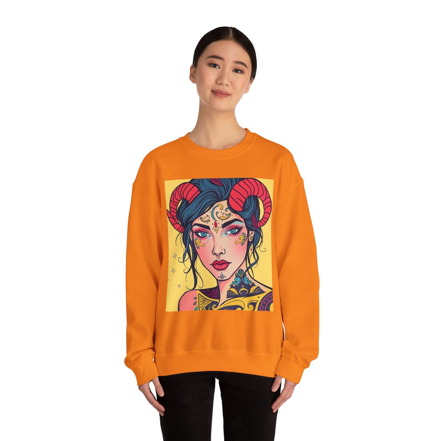 Unisex Heavy Blend™ Crewneck Sweatshirt, Aries, Zodiac v2, Sexy Pattern