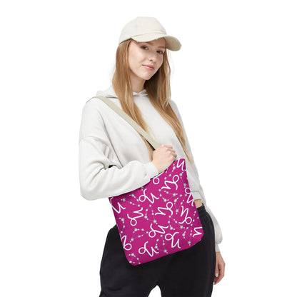 Tote Bag, Capricorn Zodiac Sign, AOP, (Pink, White)