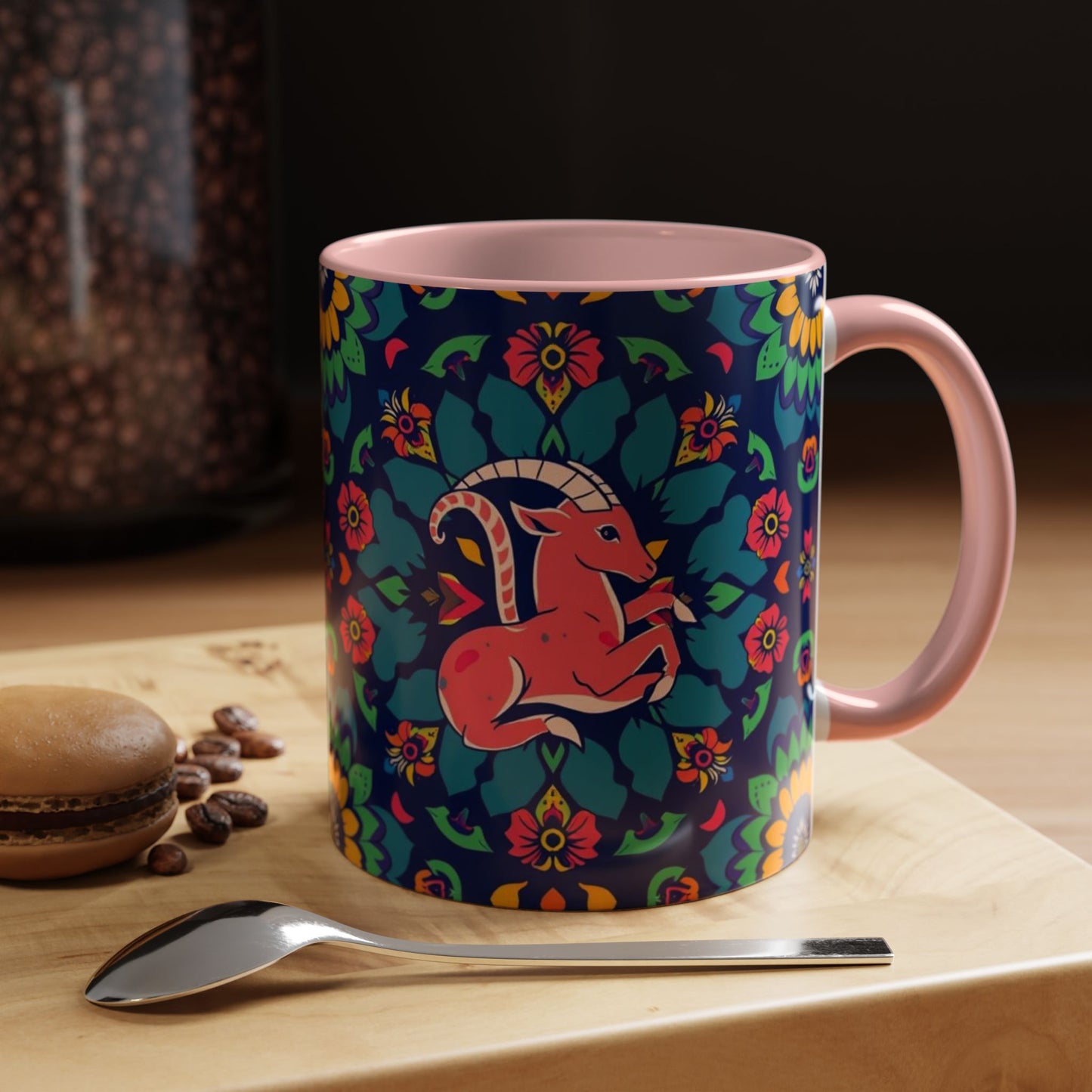 Accent Coffee Mug, Capricorn, Zodiac, Flower Pattern, (11, 15oz)