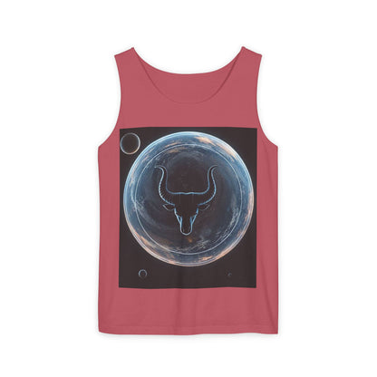 Unisex Garment-Dyed, Tank Top, Taurus Design, Planet Animal v1, 100% US cotton