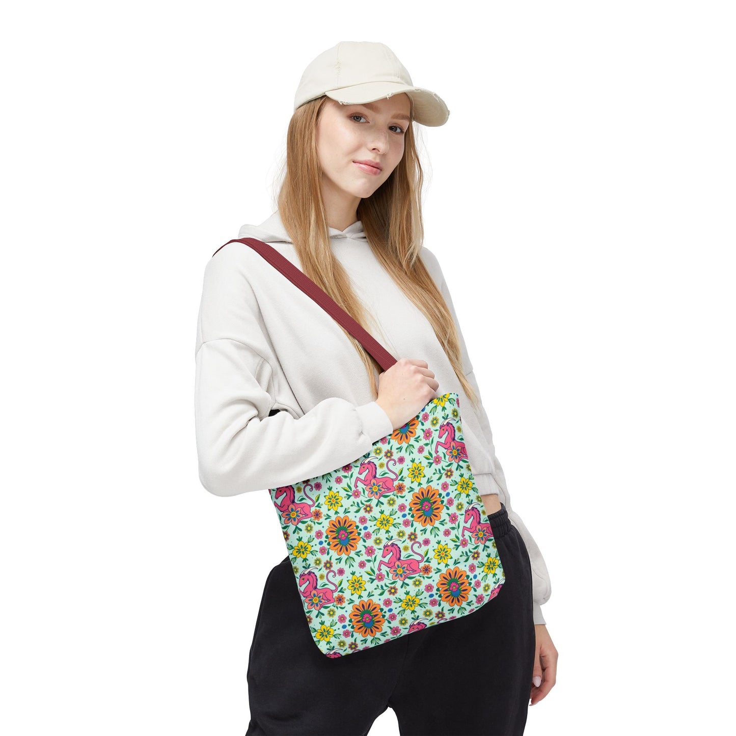 Tote Bag (AOP), Aquarius, Zodiac, Flower Pattern