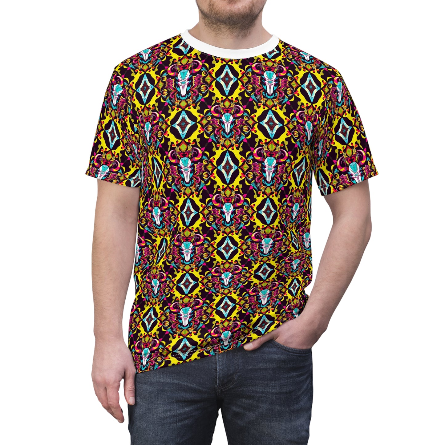 Unisex Cut & Sew T-Shirt, (AOP), Taurus, Zodiac, Jewels Pattern