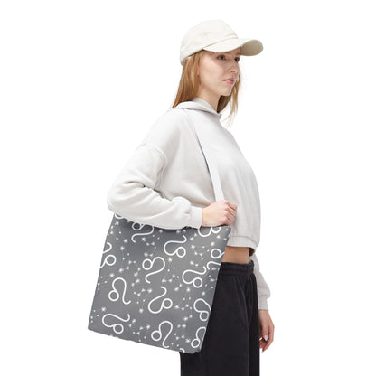 Tote Bag, Leo Zodiac Sign, AOP, (Grey, White)