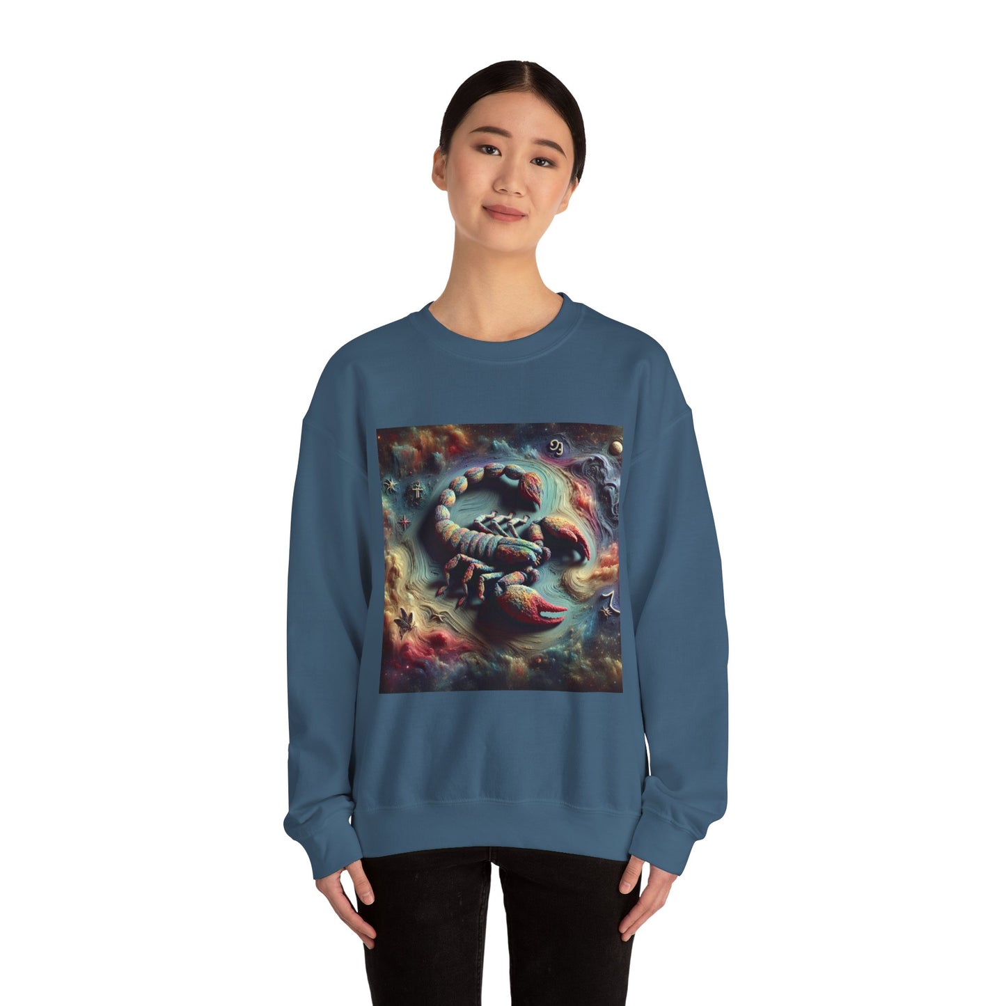 Unisex Heavy Blend™ Crewneck Sweatshirt, Trippy Mist Scorpion, Scorpio Zodiac Design