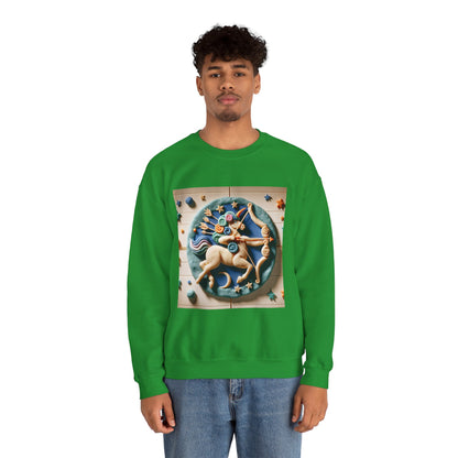 Unisex Heavy Blend™ Crewneck Sweatshirt, Colorful Horse, Sagittarius Zodiac Design