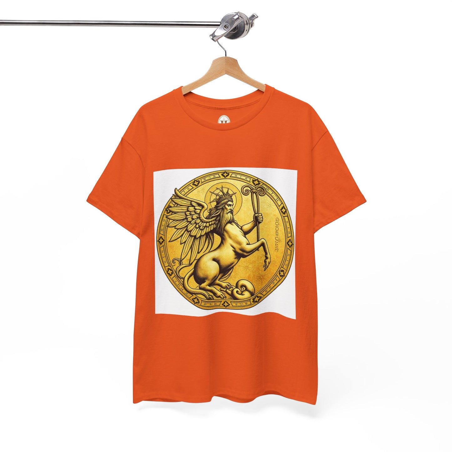 Unisex Heavy Cotton T-Shirt, Golden Angel Coin, Virgo Zodiac Design