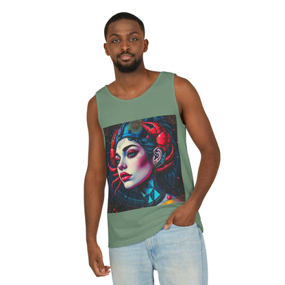 Unisex Garment-Dyed, Tank Top, Cancer, Pop Art v1, 100% US cotton