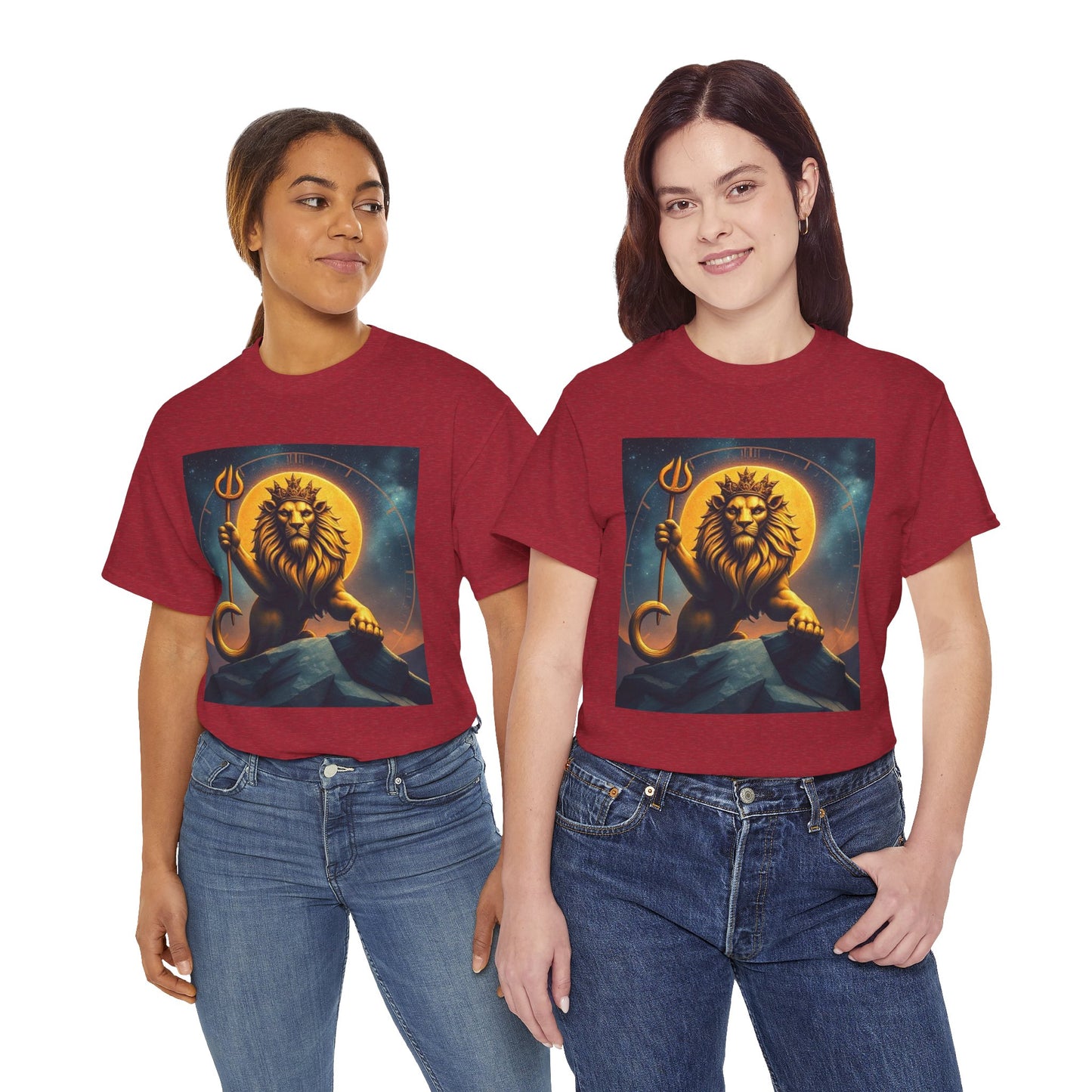 Unisex Heavy Cotton T-Shirt, King of Lions v2, Leo Zodiac Design