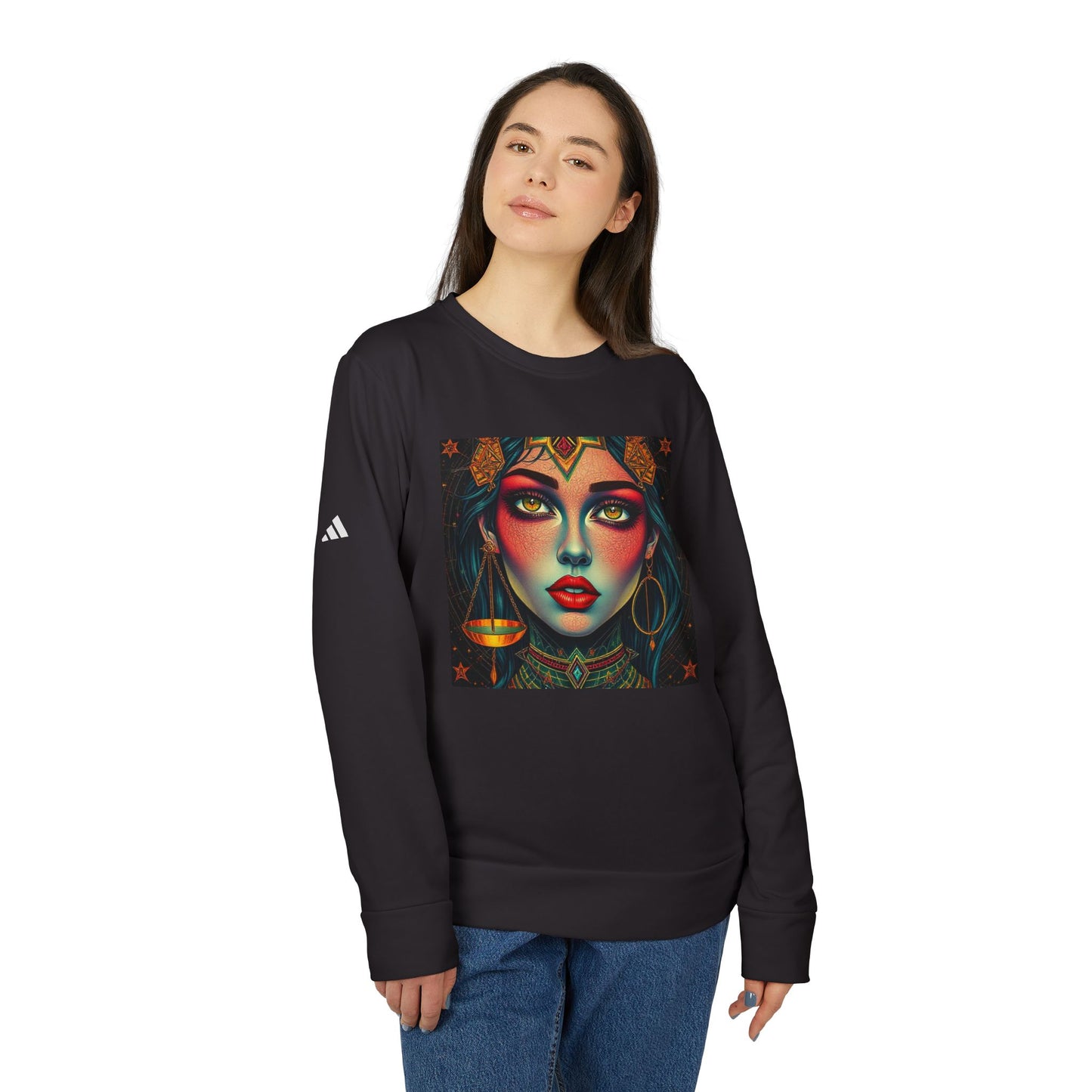 Adidas, Unisex Fleece Crewneck Sweatshirt, Libra, Pop Art v1, Zodiac