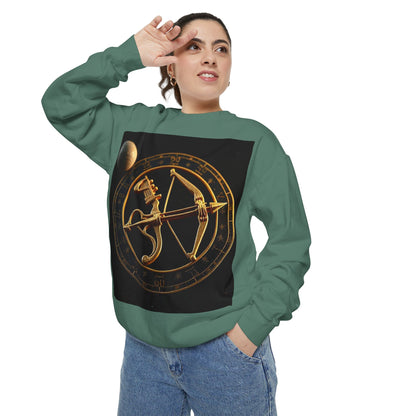 Garment-Dyed Sweatshirt, Unisex, Space Symbol Design, Sagittarius