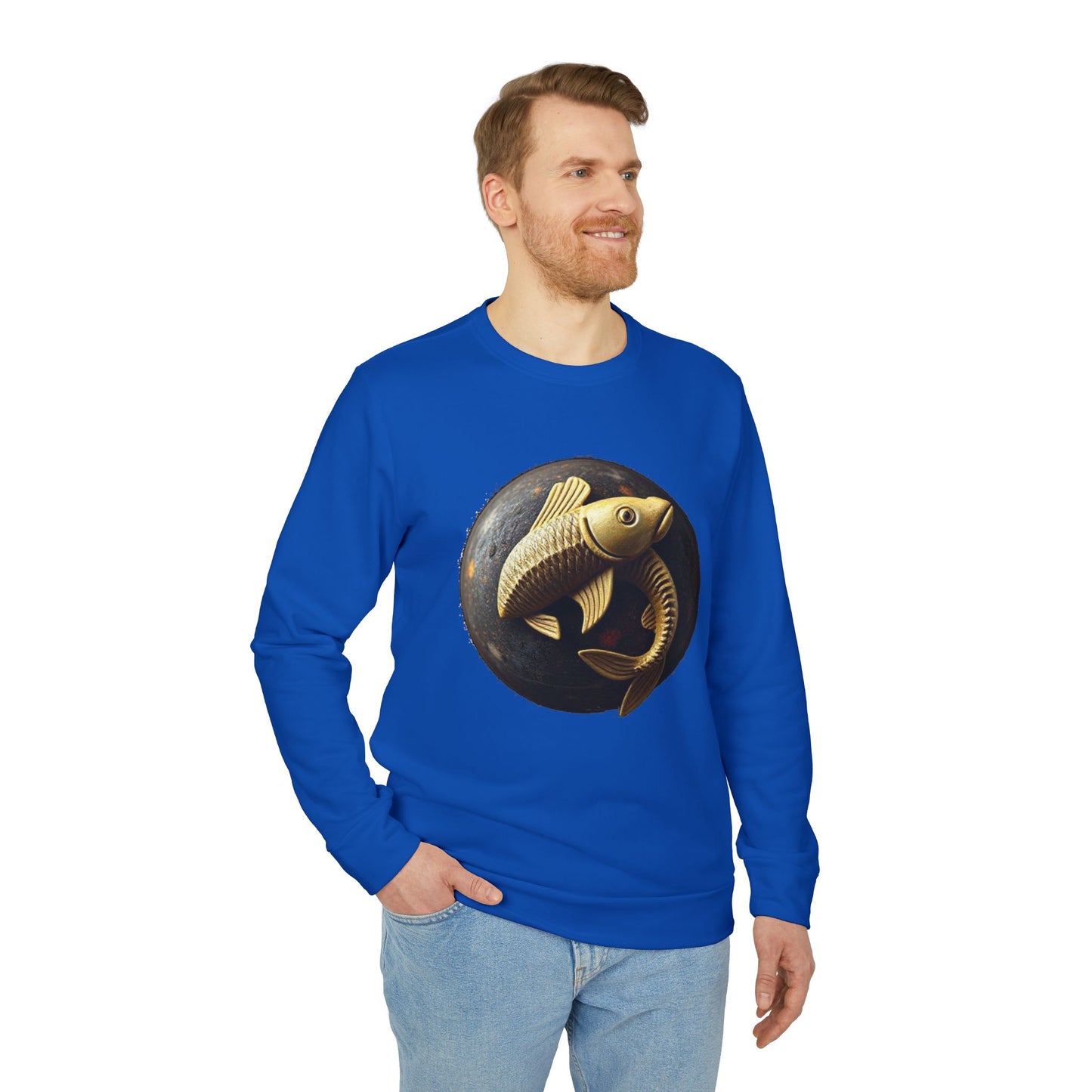 Adidas, Unisex Fleece Crewneck Sweatshirt, Pisces, Space Animal, Zodiac