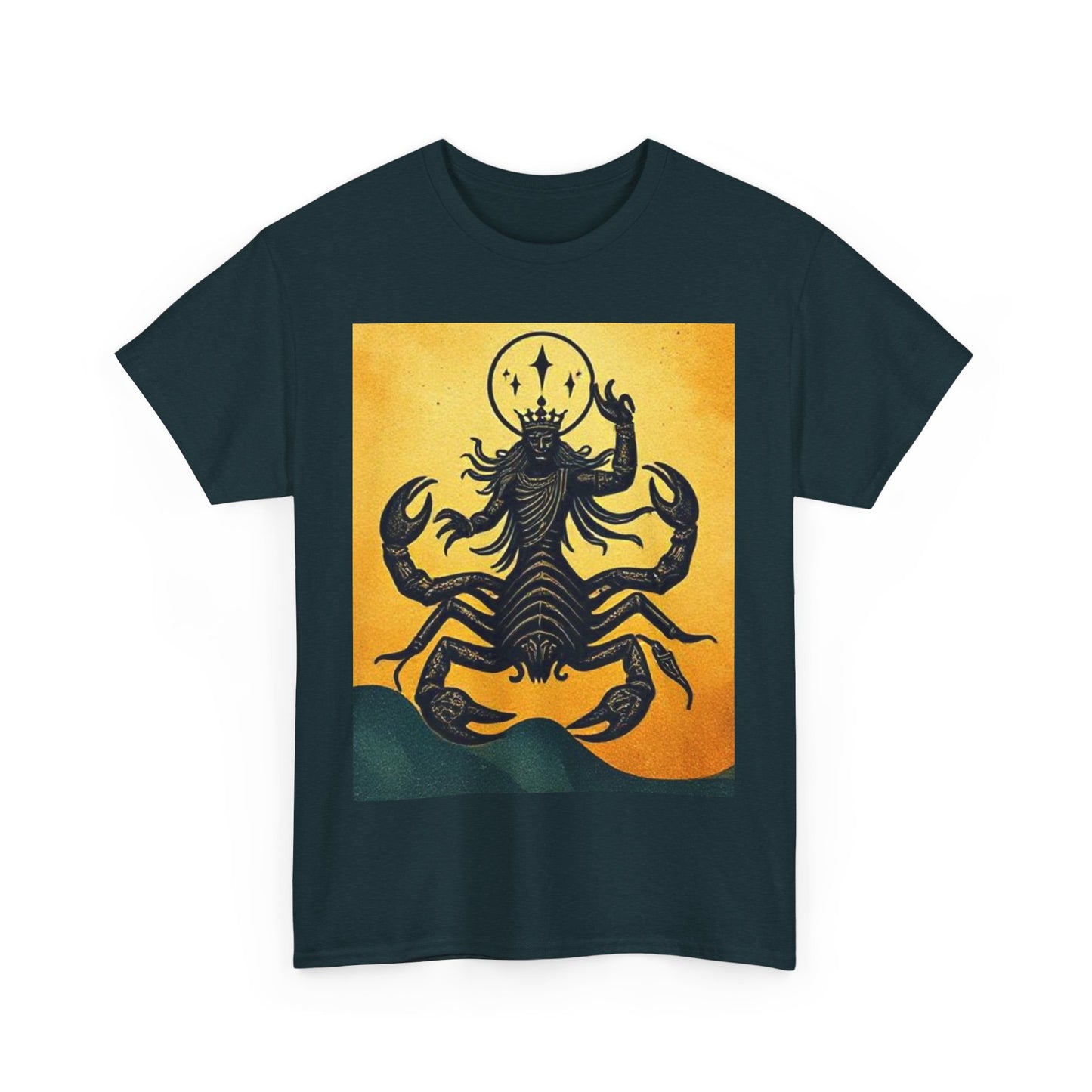 Unisex Heavy Cotton T-Shirt, Scorpion King, Print Art v1, Scorpio Zodiac Design