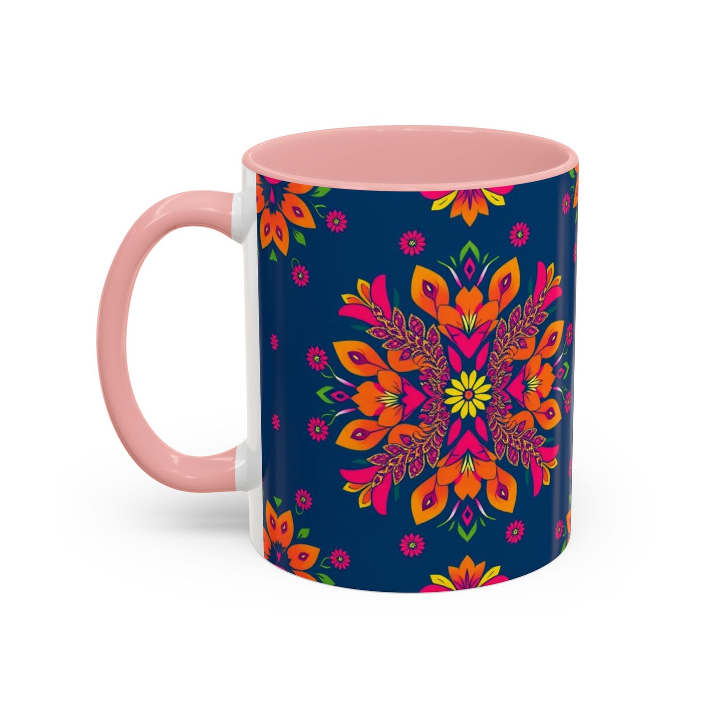 Accent Coffee Mug, Gemini, Zodiac v2, Flower Pattern, (11, 15oz)