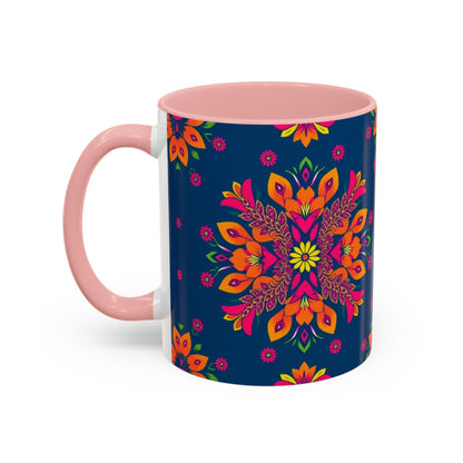 Accent Coffee Mug, Gemini, Zodiac v2, Flower Pattern, (11, 15oz)