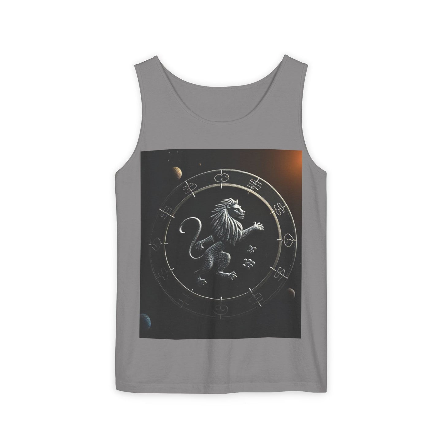 Unisex Garment-Dyed, Tank Top, Leo Design, Space Animal, 100% US cotton