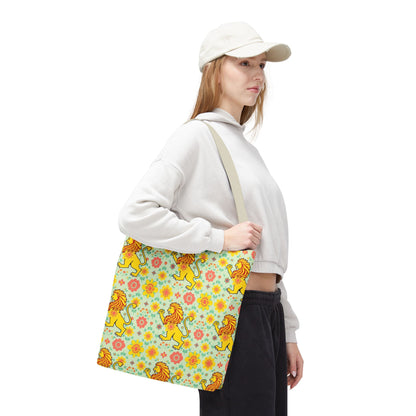 Tote Bag, (AOP), Leo, Zodiac v2, Flower Pattern