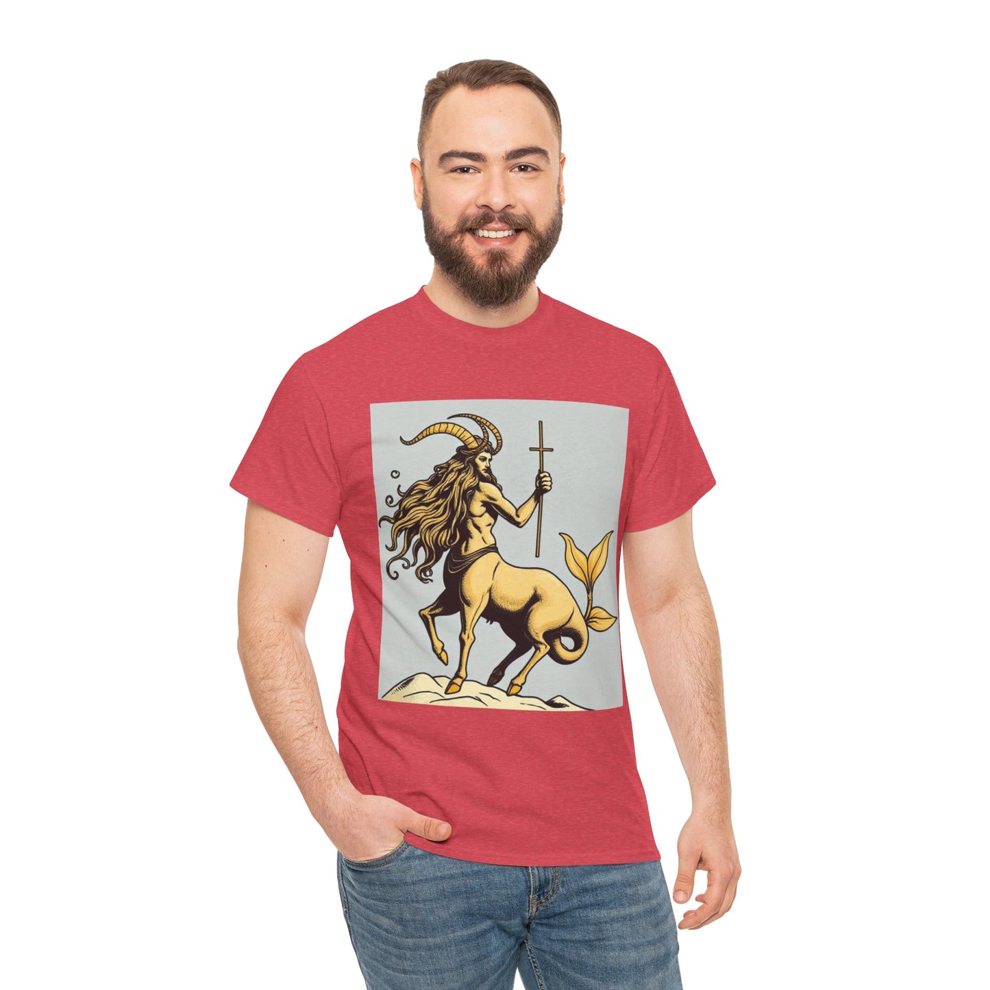 Unisex Heavy Cotton T-Shirt, Capricorn God v2, Zodiac Design
