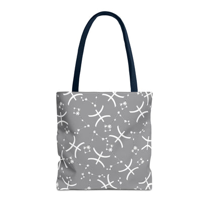 Tote Bag, Pisces Zodiac Sign, AOP, (Grey, White)