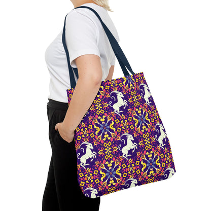 Tote Bag, (AOP), Capricorn, Zodiac v6, Flower Pattern