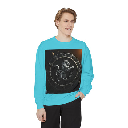 Garment-Dyed Sweatshirt, Unisex, Space Animal Design, Leo