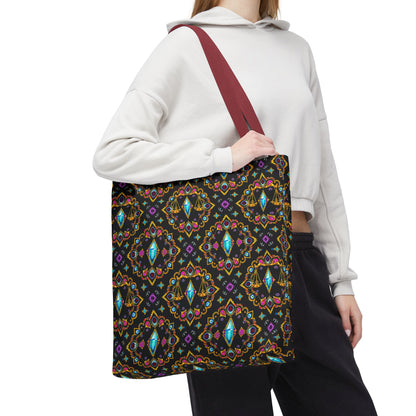 Tote Bag (AOP), Libra, Zodiac v1, Jewel Pattern