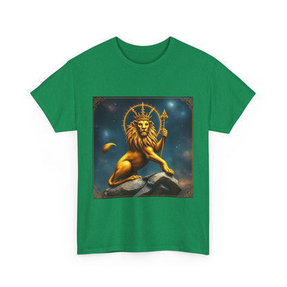 Unisex Heavy Cotton T-Shirt, King of Lions, Leo Zodiac Design