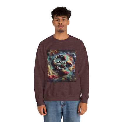 Unisex Heavy Blend™ Crewneck Sweatshirt, Trippy Mist Scorpion, Scorpio Zodiac Design