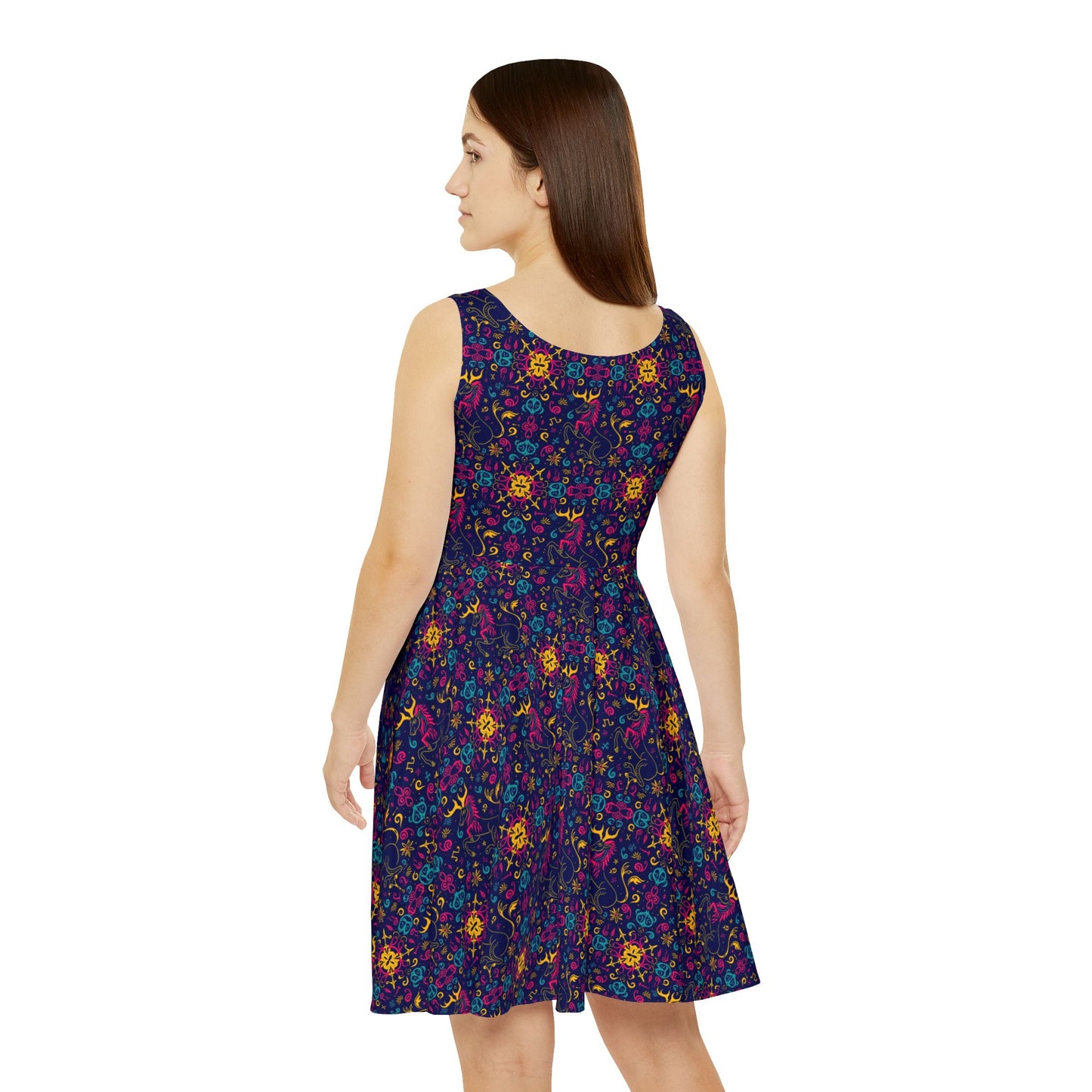 Women's Skater Dress, AOP, Zodiac v1, Aquarius, Pattern