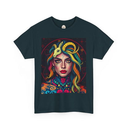 Unisex Heavy Cotton T-Shirt, Capricorn, Zodiac v2, Sexy Art