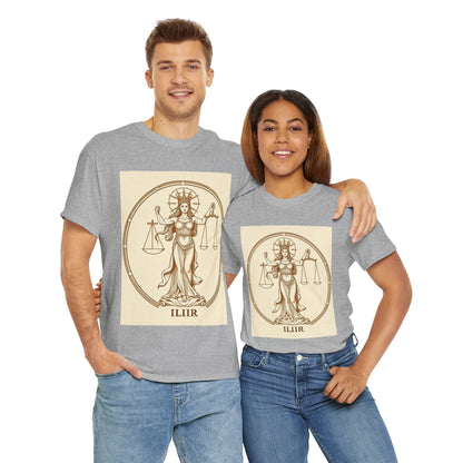 Unisex Heavy Cotton T-Shirt, Libra Goddess, Zodiac Design