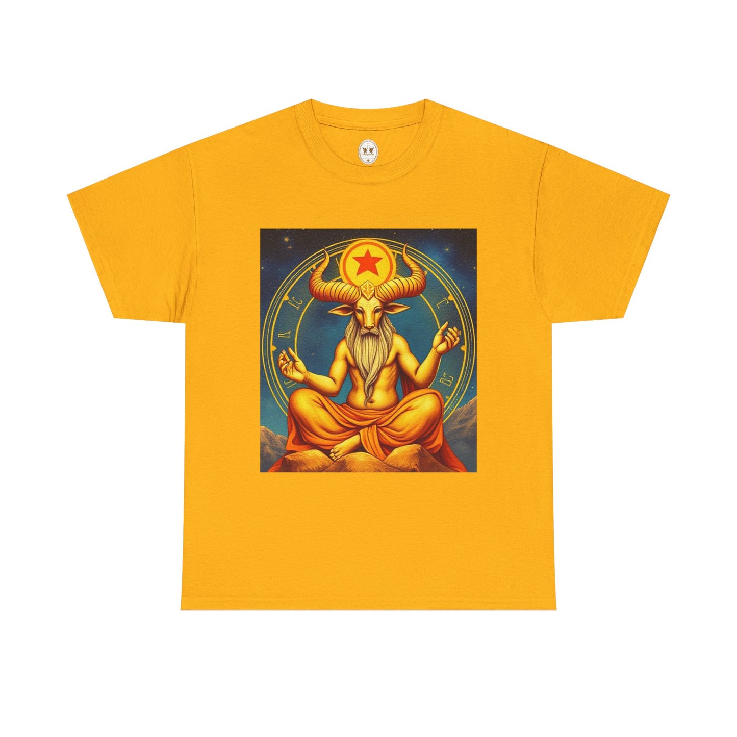 Unisex Heavy Cotton T-Shirt, Meditating Bull, Taurus Zodiac Design